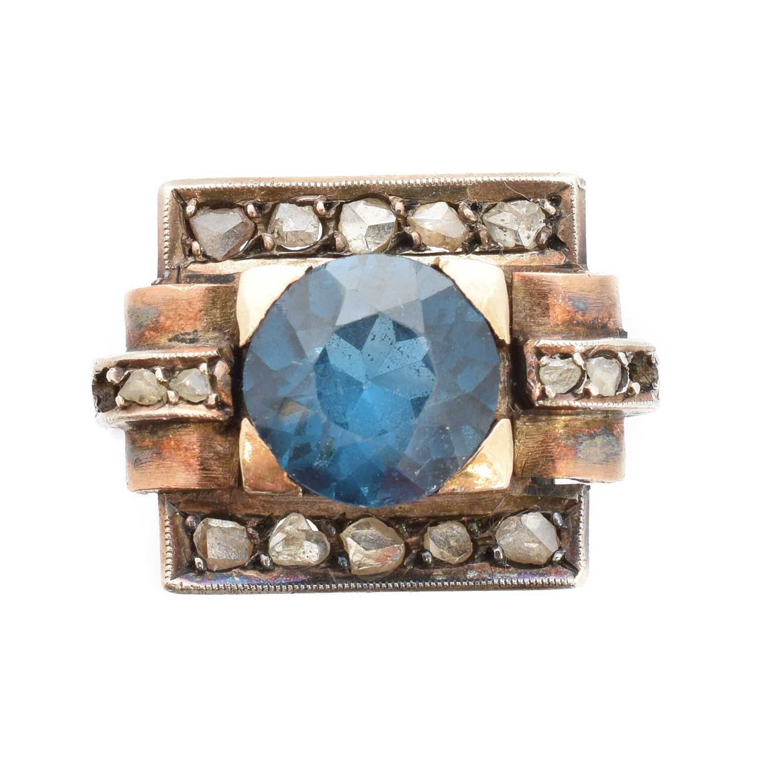 Lot 40 - A blue paste and diamond dress ring