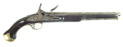 Lot 21 - Flintlock sea service type pistol by Brander
