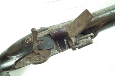 Lot 21 - Flintlock sea service type pistol by Brander