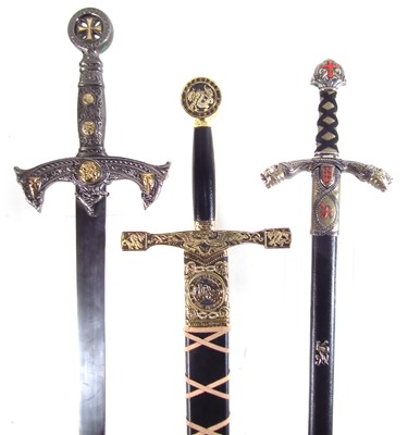 Lot 346 - Three modern replica broad swords