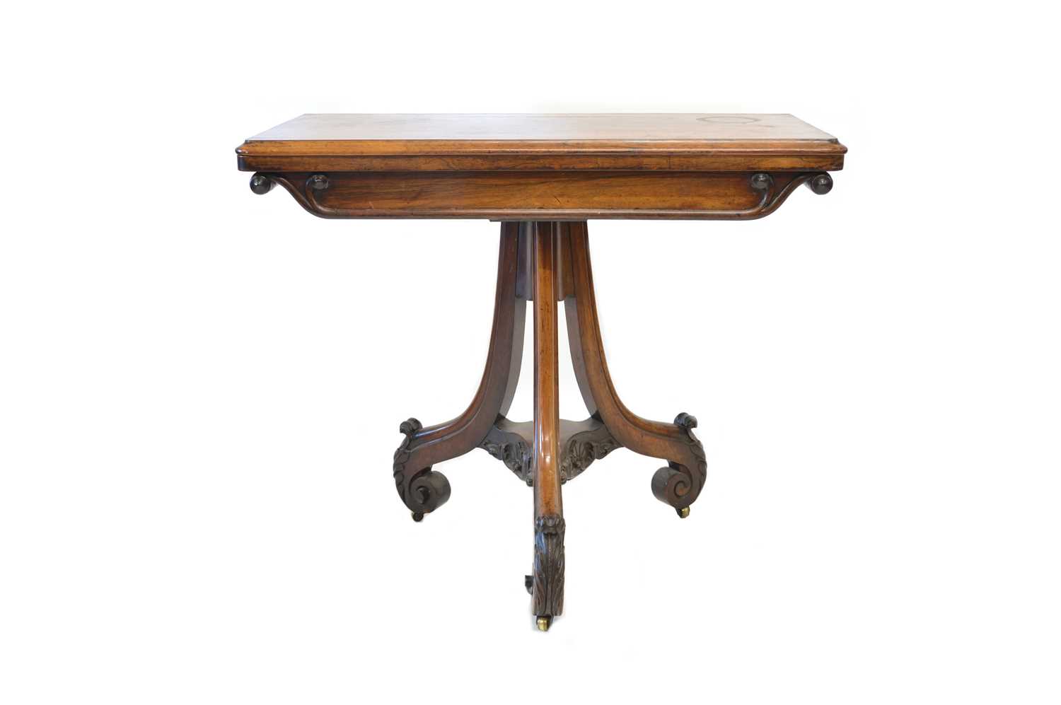 Lot 409 - Victorian rosewood fold-over card table