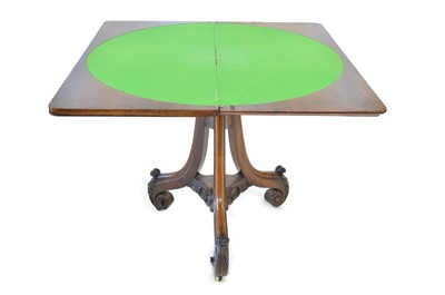 Lot 409 - Victorian rosewood fold-over card table