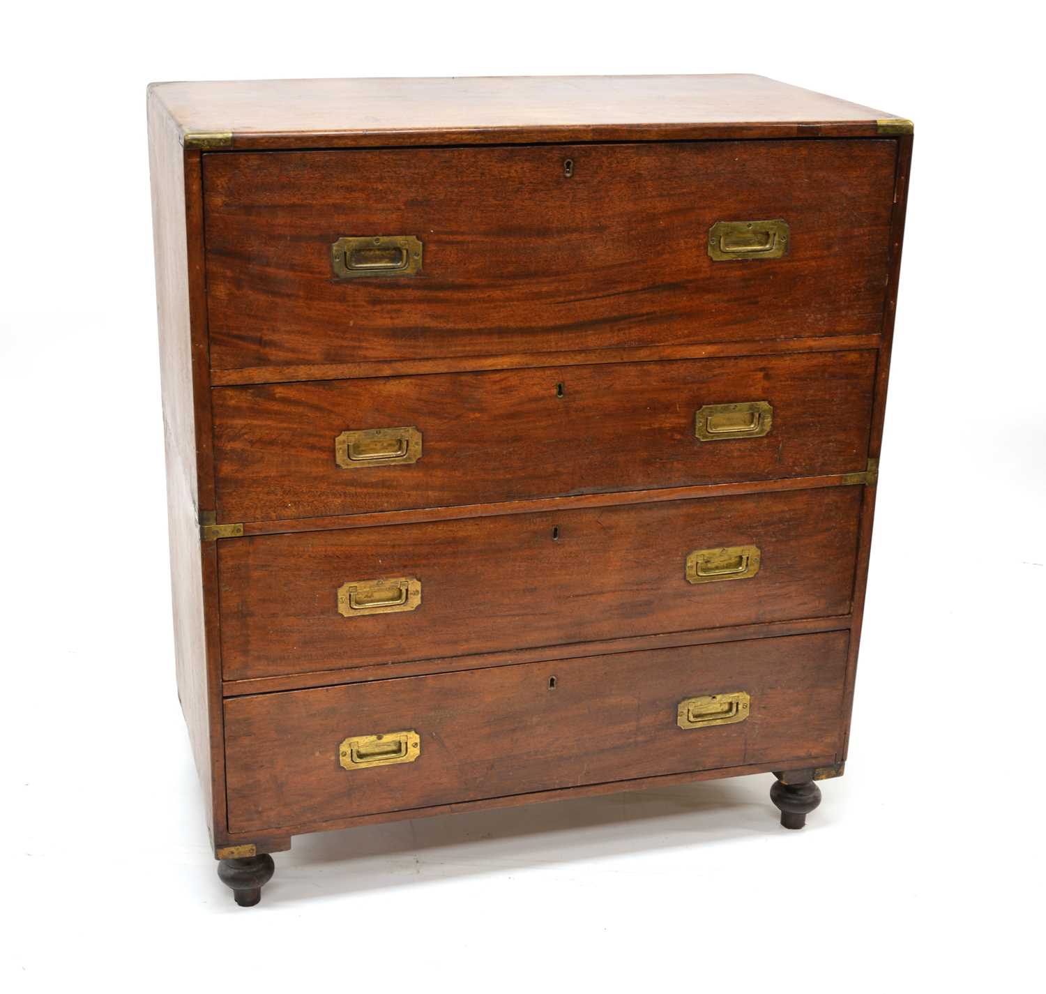 438 - Late 19th-century hardwood military chest