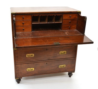 Lot 438 - Late 19th-century hardwood military chest