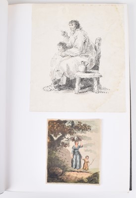 Lot 48 - Three volumes of 18th/19th century ephemera and original drawings and paintings (3).