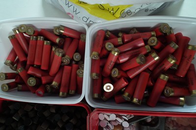 Lot 193 - Collection of 28 bore cartridges and cartridge making tool and components