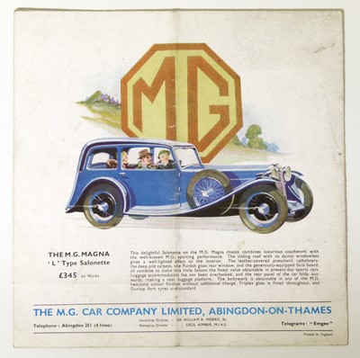 Lot 63 - The New MG Magna 'L' Type sales brochure continental coupe.