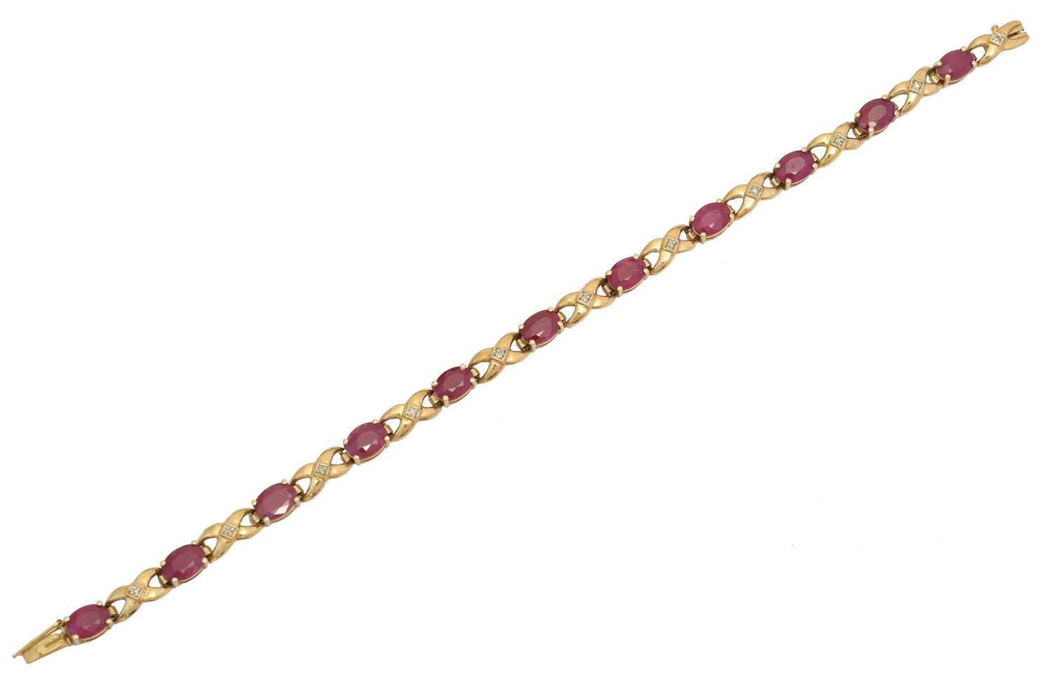 Lot 10 - A 9ct gold ruby and diamond bracelet