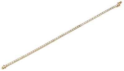 Lot 12 - A 9ct gold diamond brilliant cut diamond line bracelet