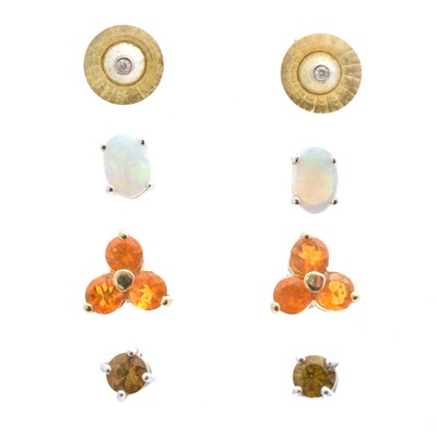 Lot 56 - Four pairs of gem-set earrings