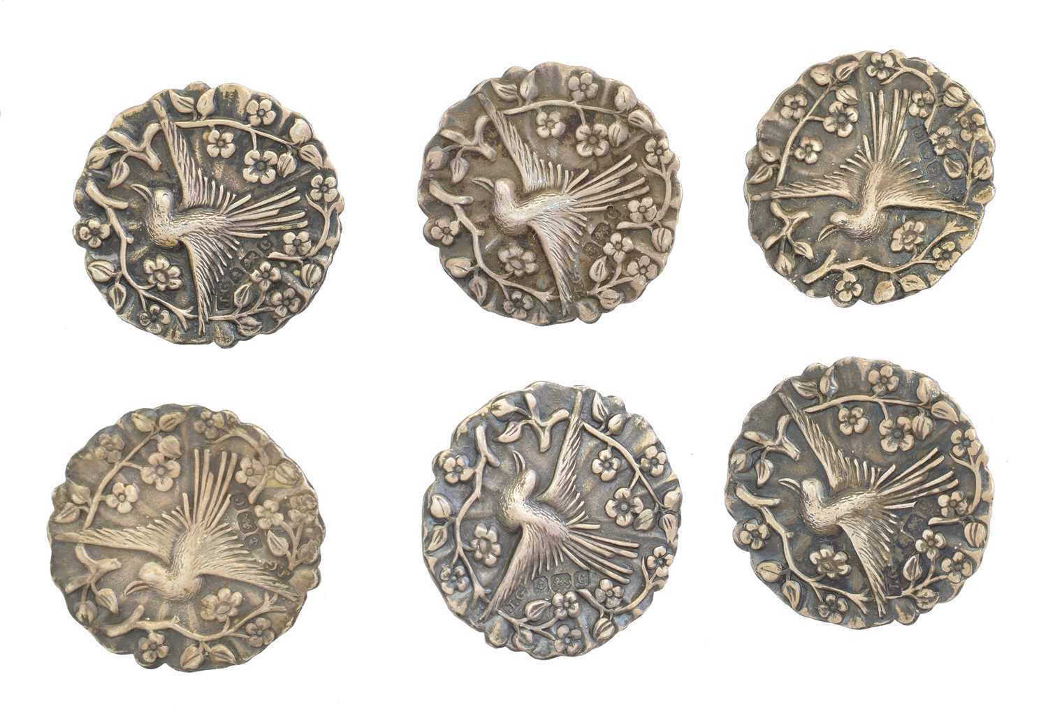 Lot 192 - A set of six silver buttons