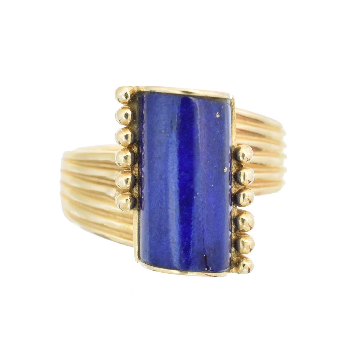 Lot 219 - A 1970s lapis lazuli dress ring