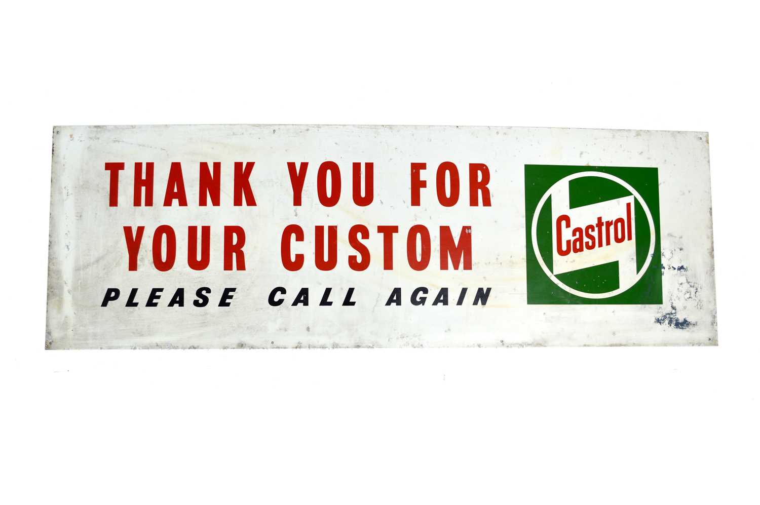 Lot 104 - Castrol "Thank you for your custom" metal sign.