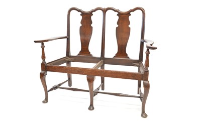 Lot 387 - Late 19th-century oak double chair back settle