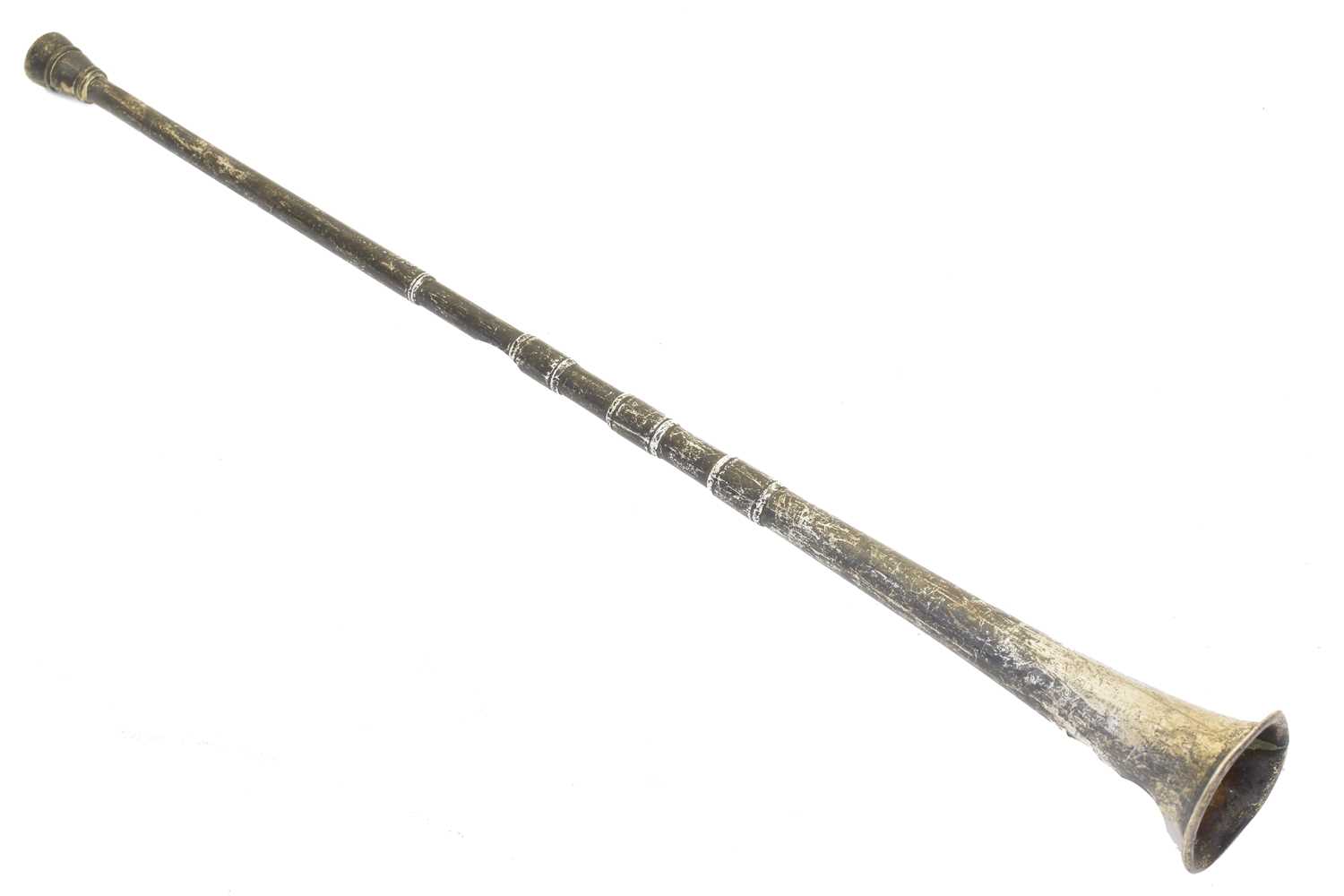 218 - An Edward VII silver hunting horn,