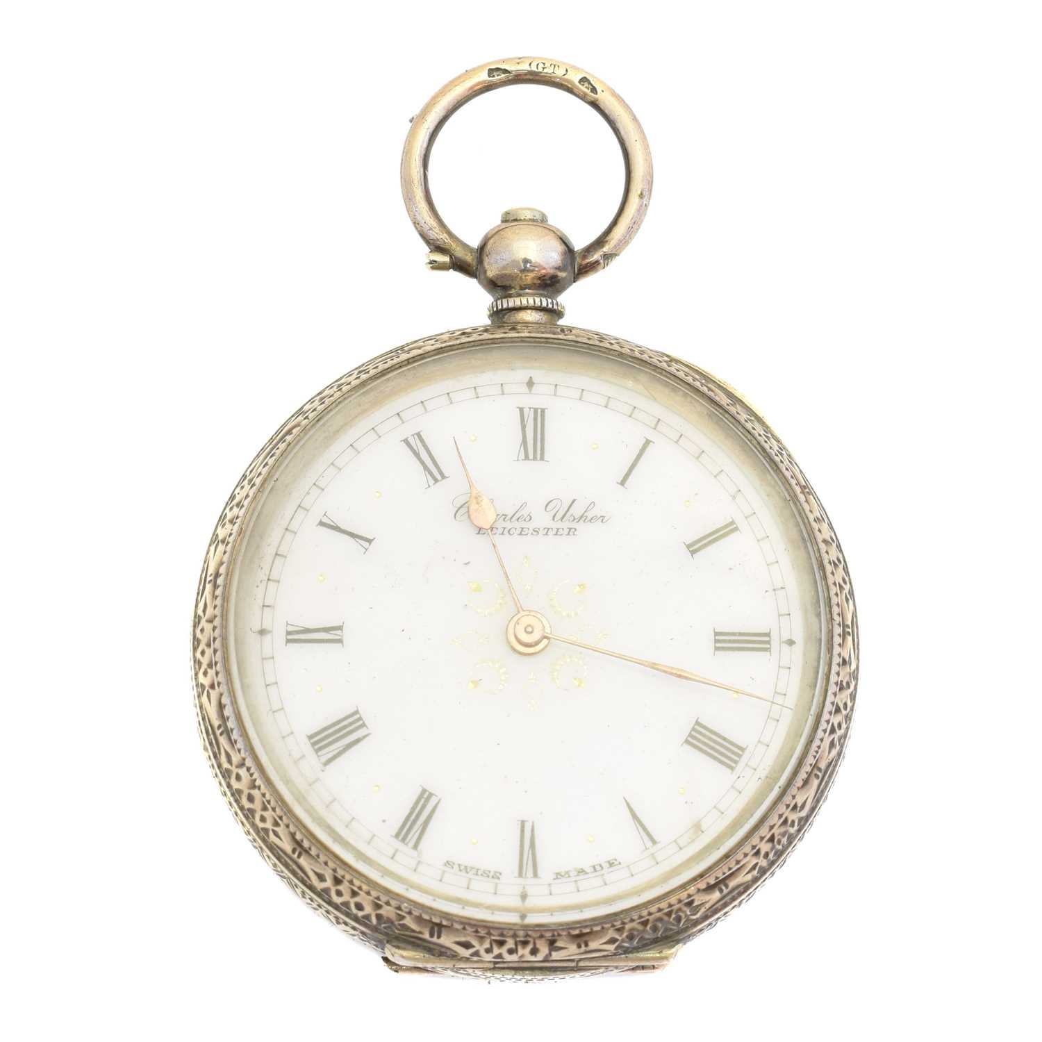 Lot 78 - A silver open face pocket watch by Charles Usher, Leicester