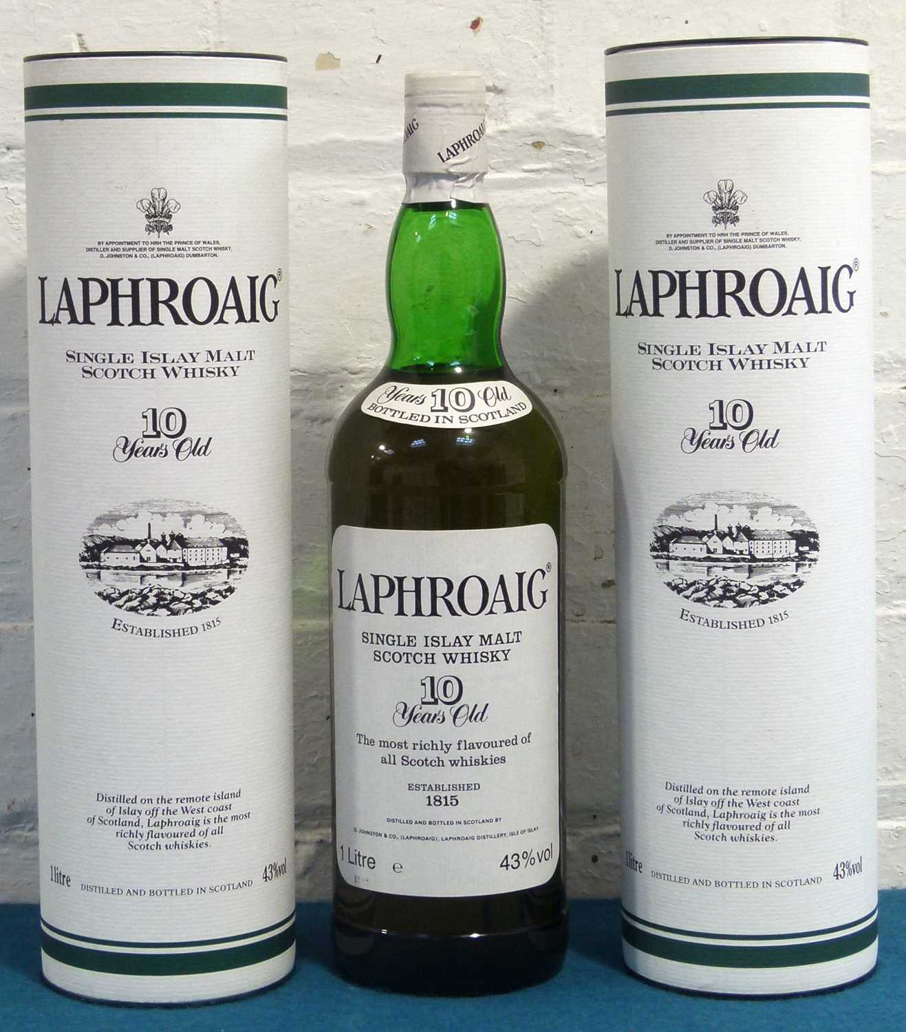 Lot 61 - 3 x 1Litre bottles Laphroaig 10 Year Old
