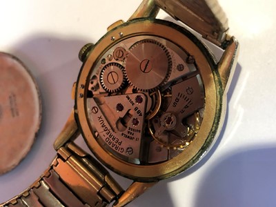Lot 268 - A Girard-Perregaux gold plated chronograph manual wind wristwatch