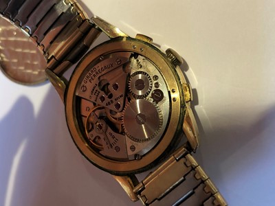 Lot 268 - A Girard-Perregaux gold plated chronograph manual wind wristwatch