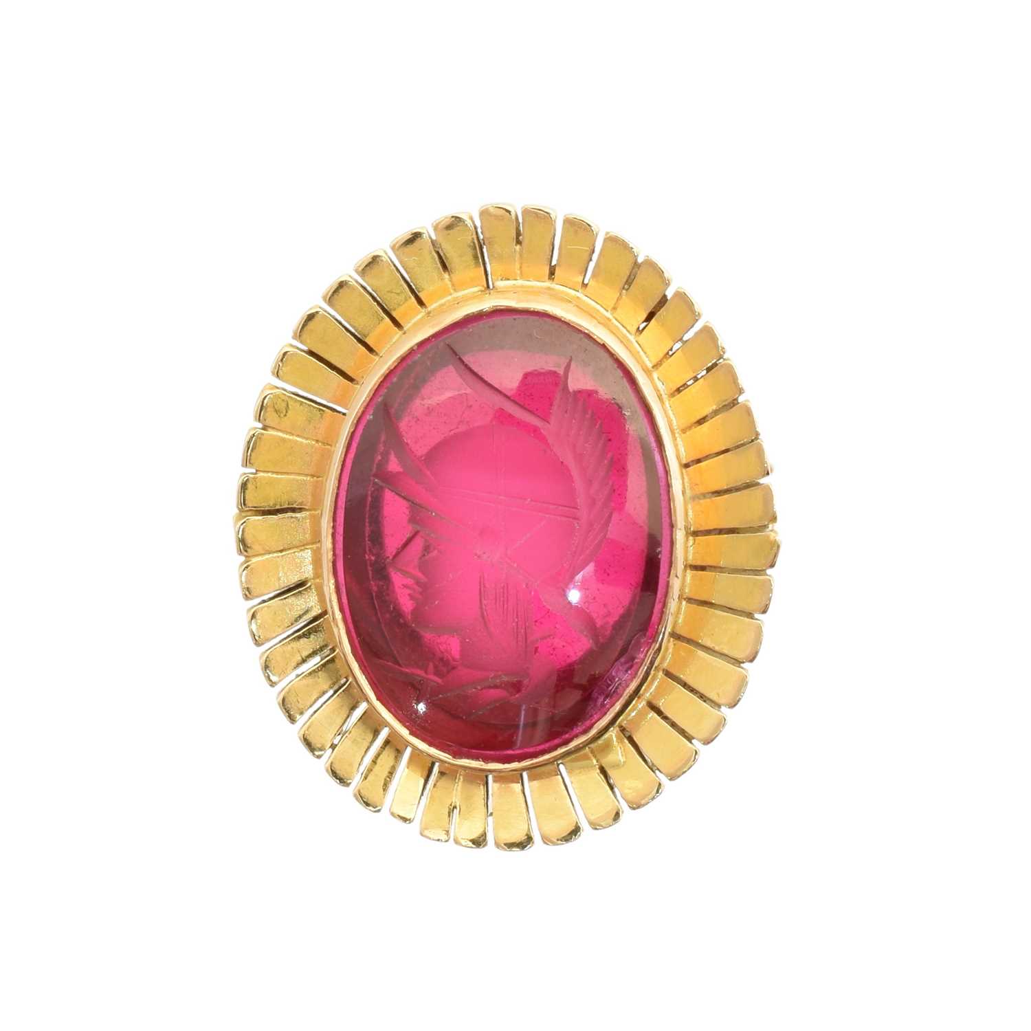 Lot 142 - A synthetic ruby intaglio ring