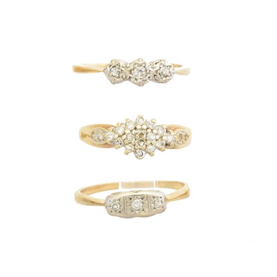 Lot 151 - Three diamond dress rings