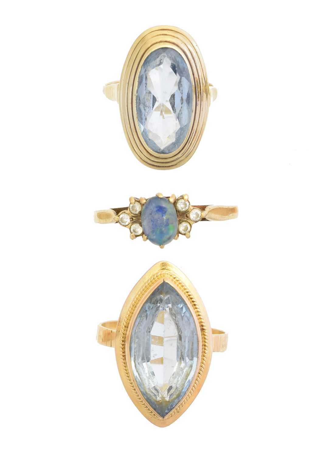 Lot 159 - Three gem set dress rings