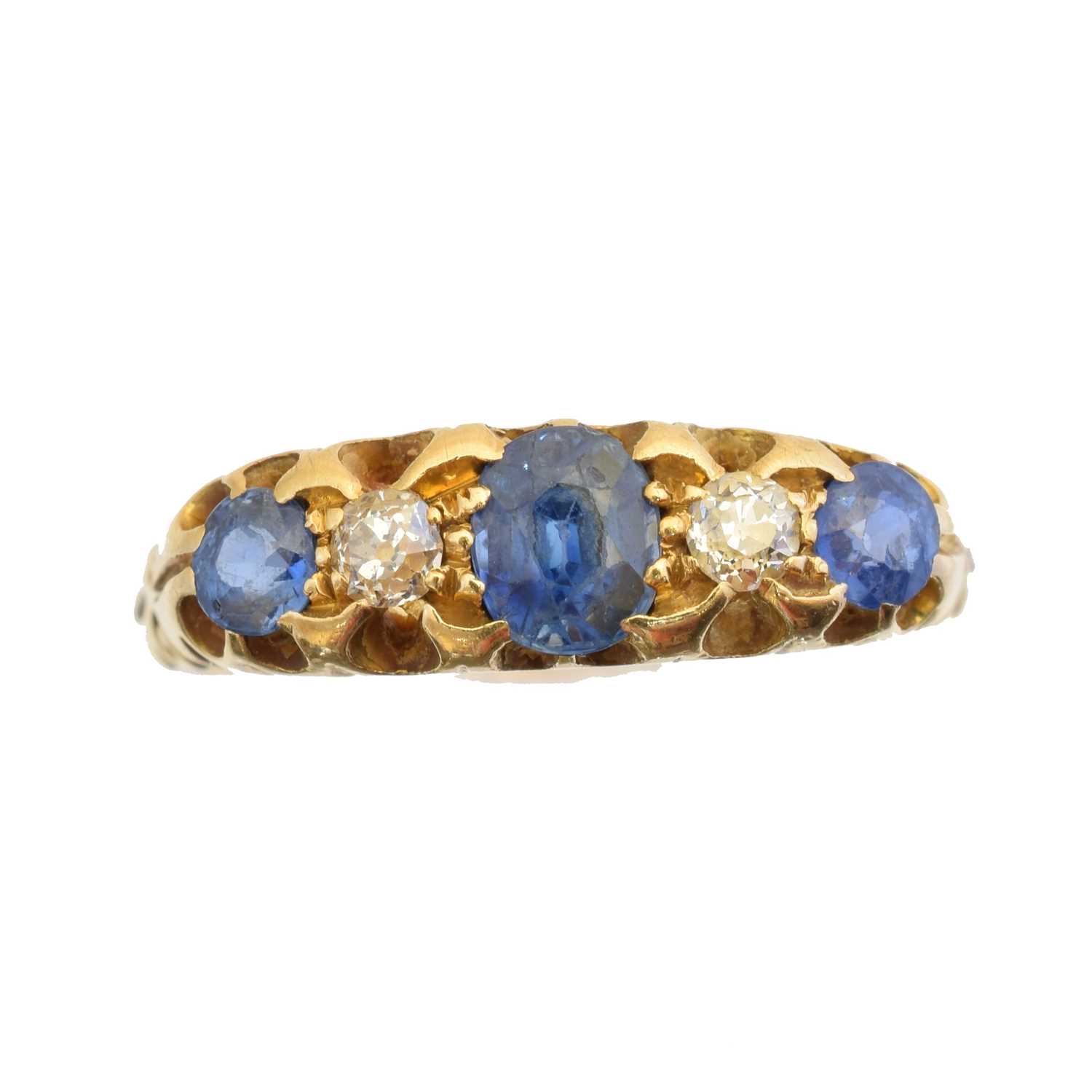 Lot 218 - An 18ct gold sapphire and diamond five stone ring