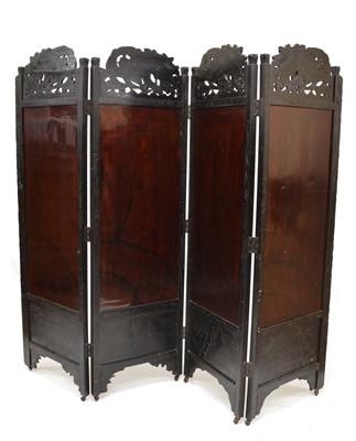 Lot 371 - Late 19th-century Japanese four-leaf room divider
