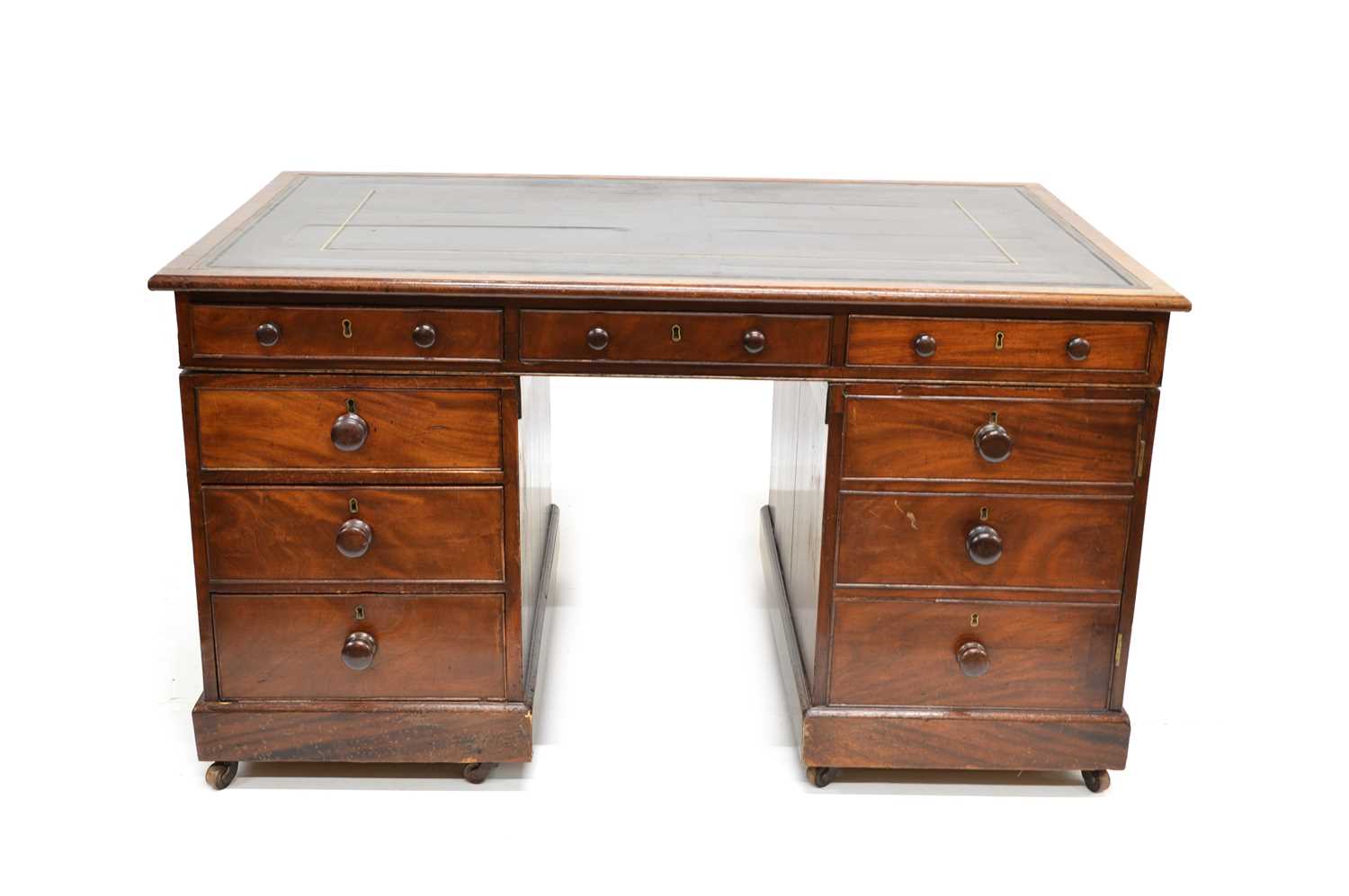 Lot 400 - Victorian mahogany twin pedestal writing desk