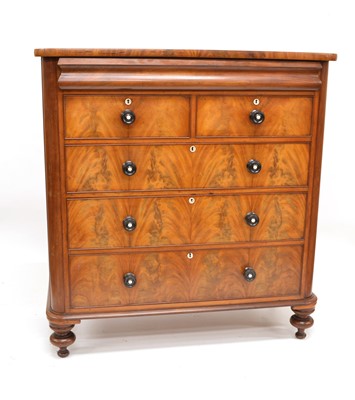 Lot 279 - Victorian figured mahogany chest of drawers