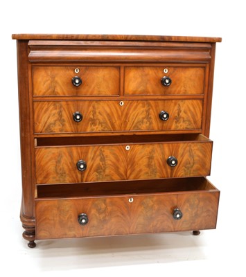 Lot 279 - Victorian figured mahogany chest of drawers
