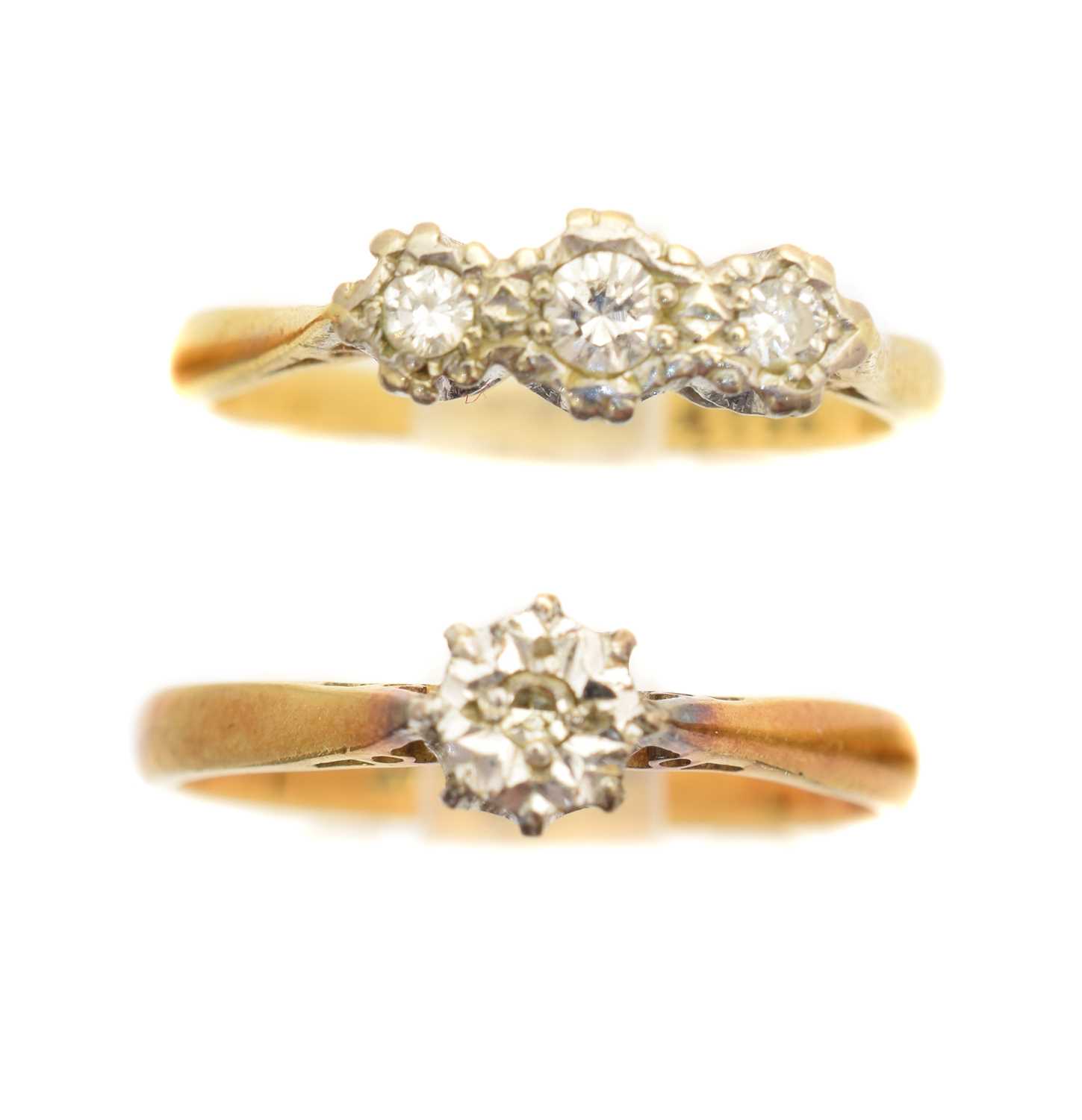 Lot 130 - Two diamond dress rings