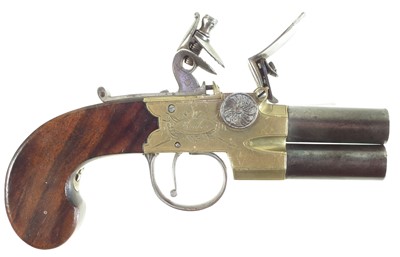 Lot 4 - Flintlock double barrel pistol by Brasher of London