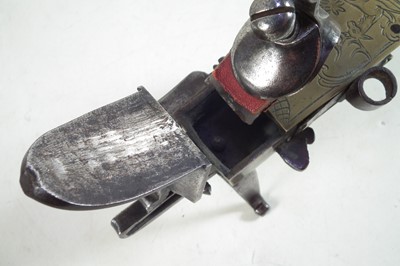 Lot 5 - Brass and steel flintlock tinder pistol lighter