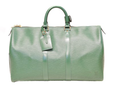 Lot 73 - A Louis Vuitton green Epi Keepall 45 luggage bag
