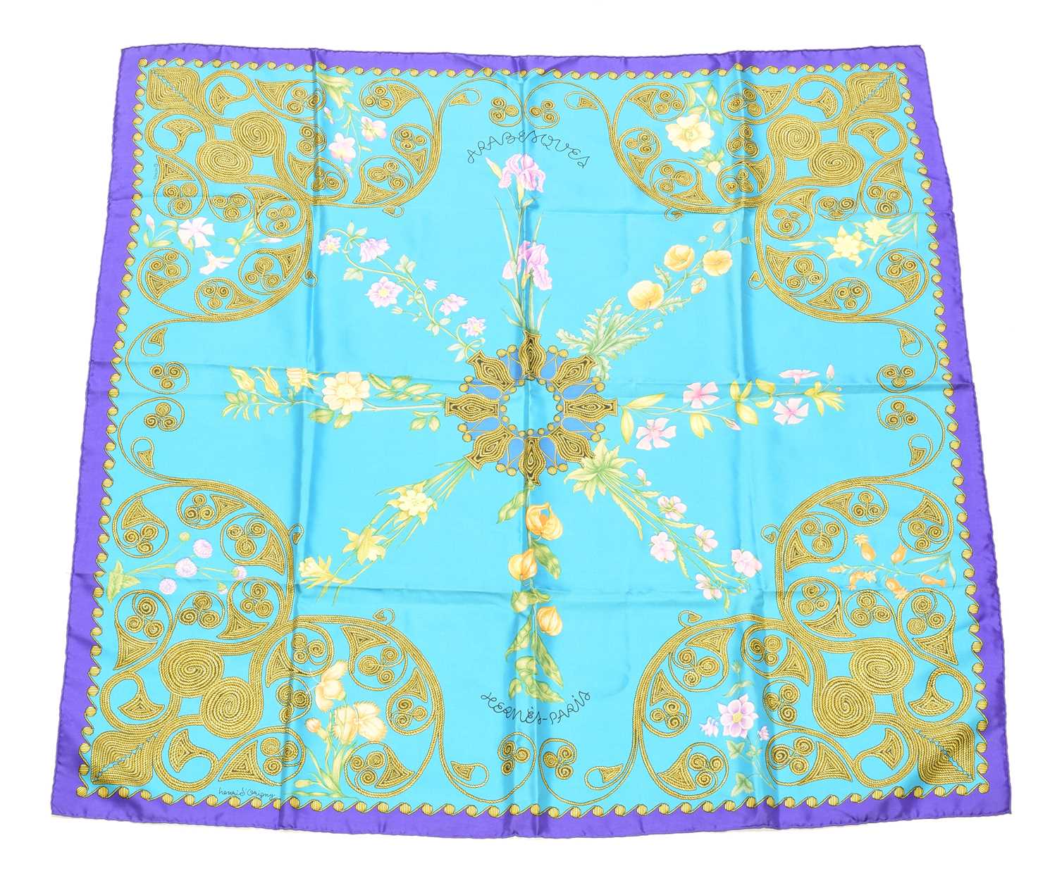 Lot 77 - A Hermès "Arabesques" silk scarf by Henri d'Origny