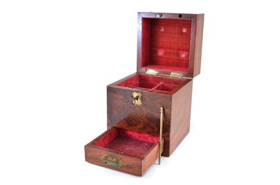 Lot 342 - George III figured mahogany medicine box