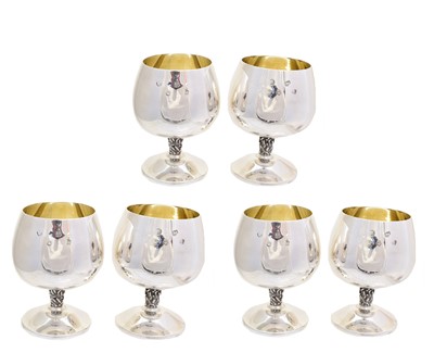 Lot 186 - Six Elizabeth II silver goblets