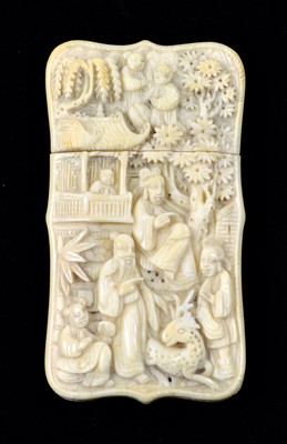 Lot 306 - Late 19th-century Japanese carved ivory visiting card case