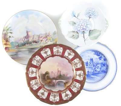 Lot 122 - Four hand-painted plates