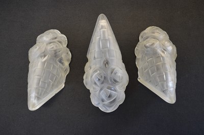 Lot 145 - Three Frosted Glass Degue Wall Sconces