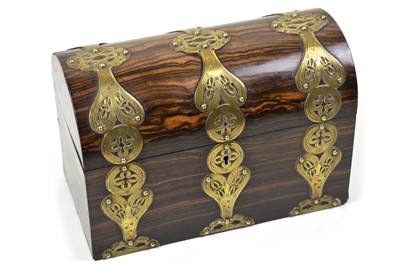 Lot 338 - Wooden & brass casket box