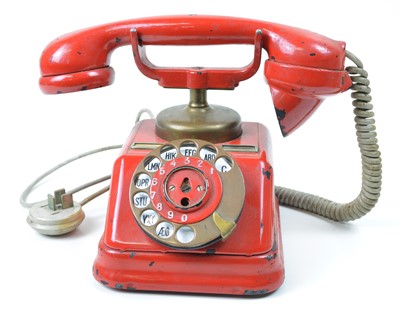 Lot 238 - Red Danish Telephone manufactured by Kjobenhavns Telefon Aktieselskab.
