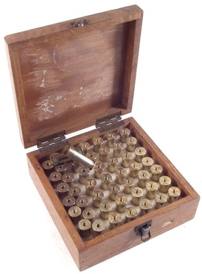 Lot 159 - Fifty .577 Snider  North Devon Firearms Brass Cases 35 of which are unfired all with Boxer primers pockets, in oak case.