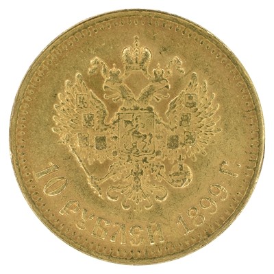 Lot 101 - Russia, Nicholas II (1894-1917), 10 Roubles, 1899, gold, VF.