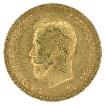 Lot 101 - Russia, Nicholas II (1894-1917), 10 Roubles, 1899, gold, VF.