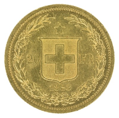 Lot 96 - Switzerland, 20 Francs, gold, EF.