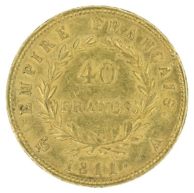 Lot 92 - France, Napoleon I, 40 Francs, 1811, gold.