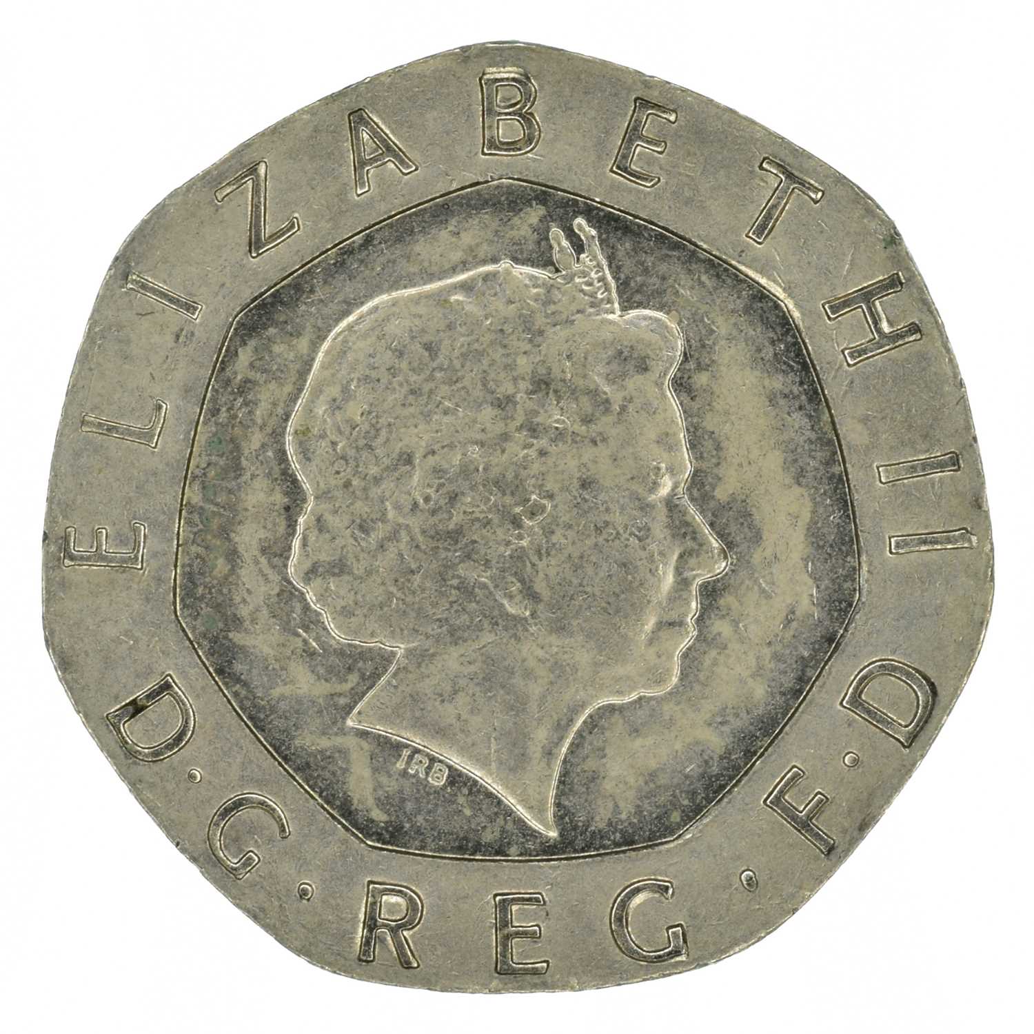 Lot 91 - Elizabeth II 20p piece, 2008 undated error coin.