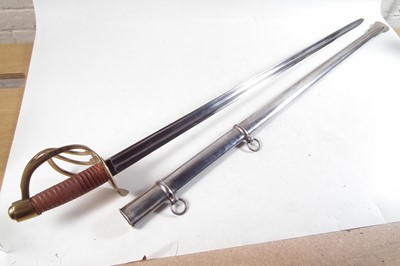 Lot 222 - 20th-century replica of a French AN IX Heavy Cavalry sword and scabbard.